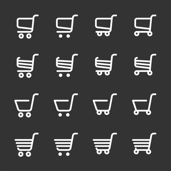 Shopping cart icon set, line version, vector eps10 — Stock Vector