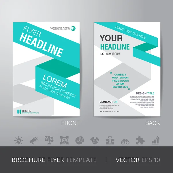 Ribbon business brochure flyer design layout template in A4 size — Stock Vector