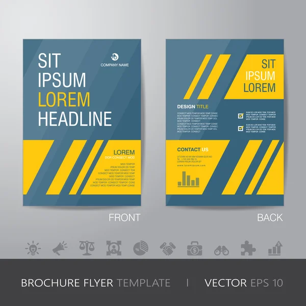 Простая бизнес-желтая и синяя брошюра дизайн макета листовки — стоковый вектор