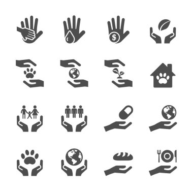7, vektör eps10 sadaka ve bağış Icon set