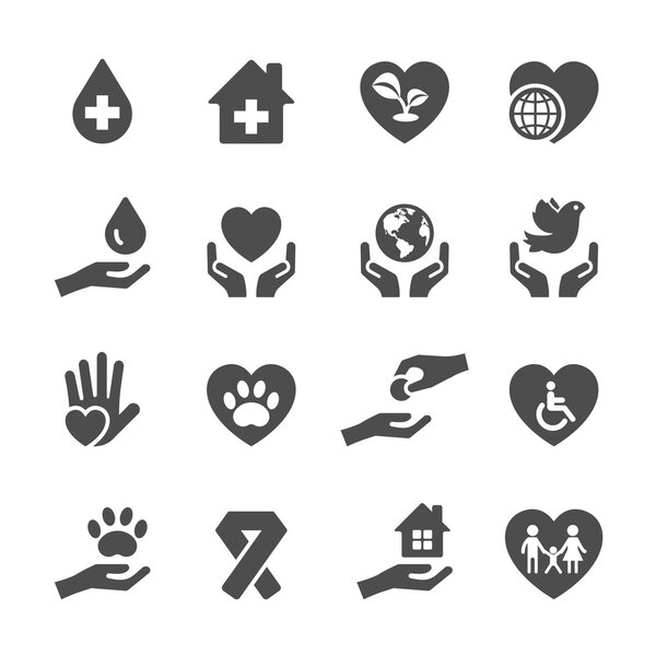 икона благотворительности и донорства набор 3, векторные эпс10
