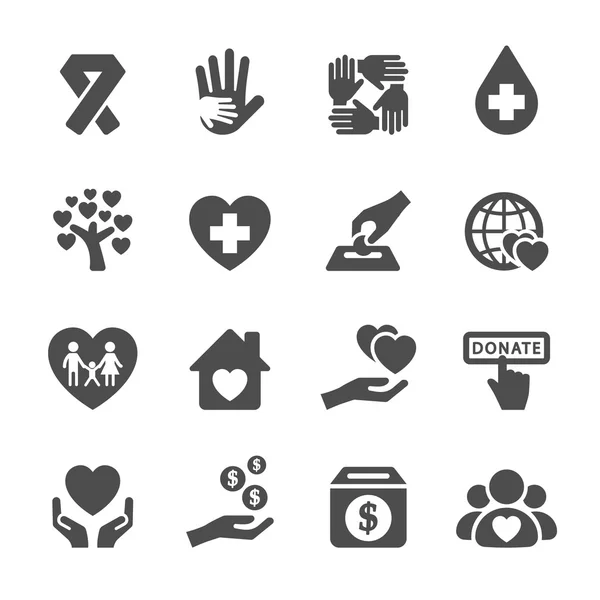 Ensemble d'icônes de charité et de don 5, vecteur eps10 — Image vectorielle