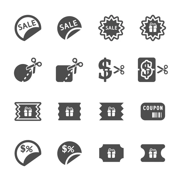 Coupon and discount icon set, vector eps10 — Stock Vector