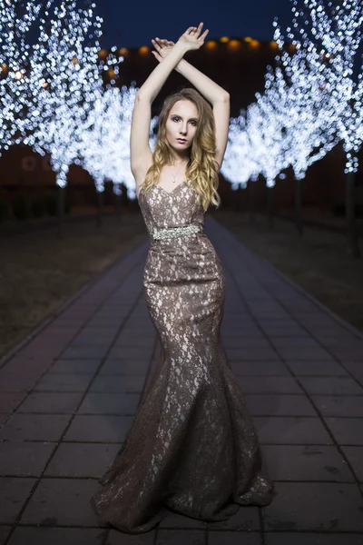 Retrato de una mujer en un hermoso vestido —  Fotos de Stock