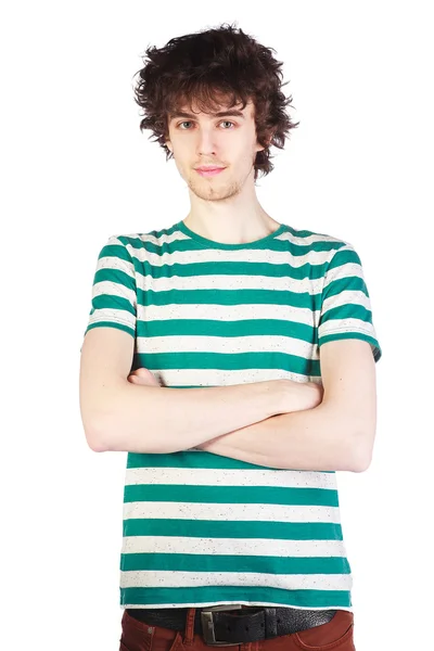 Portrét chlapce v pruhované tričko — Stock fotografie