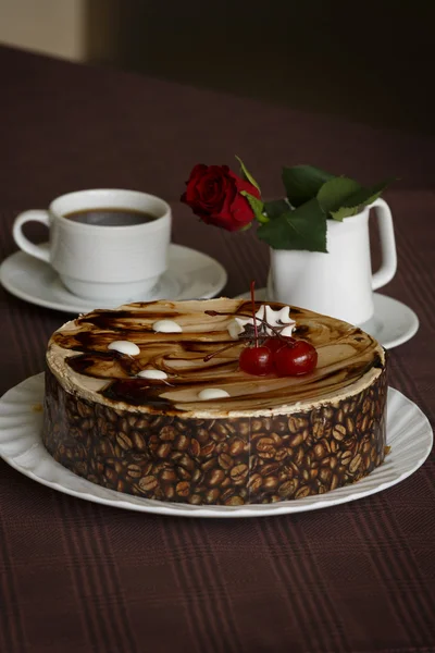 Beautiful table with sweets coffee cake