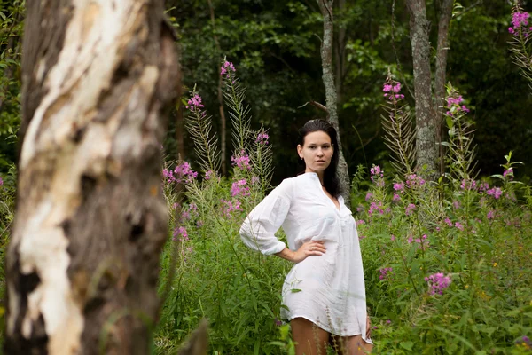 Portrait of beautiful girl in nature — Stock Photo, Image