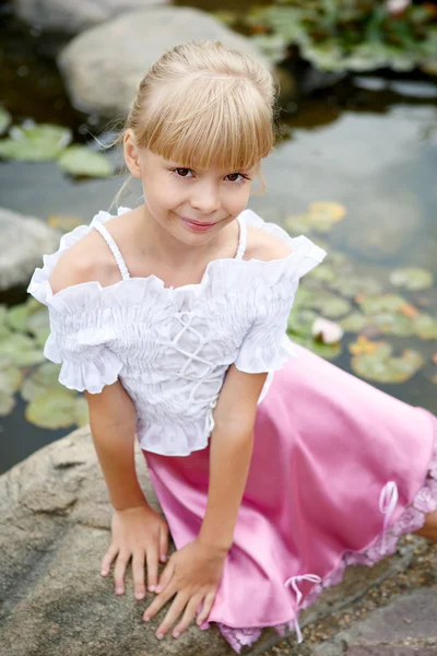 Portrait of a little beautiful girl blonde — Stock Photo, Image