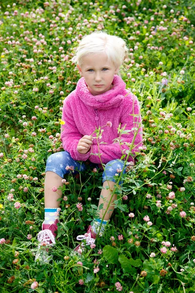 Portret van een kleine blonde mooi meisje — Stockfoto