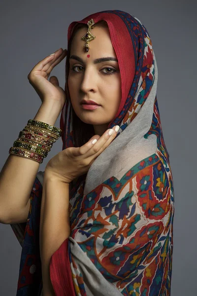 Portrait of a beautiful woman in traditional Stock Picture