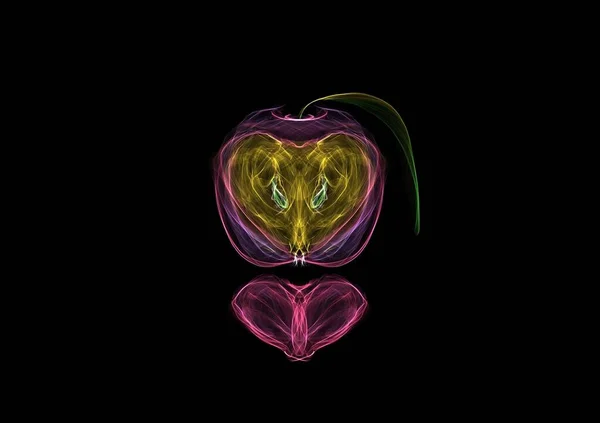 Apel Merah Muda Violetish Dengan Irisan Hati — Stok Foto