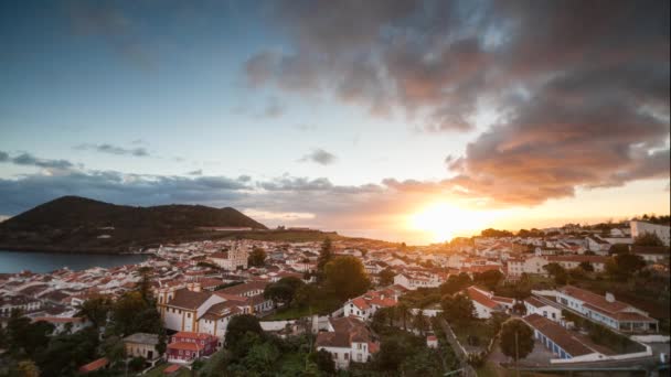 Pôr do sol em Angra do Heroísmo, ilha Terceira, Açores — Vídeo de Stock