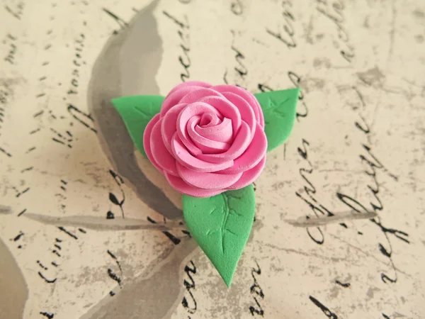 Handmade pink rose Stock Photo