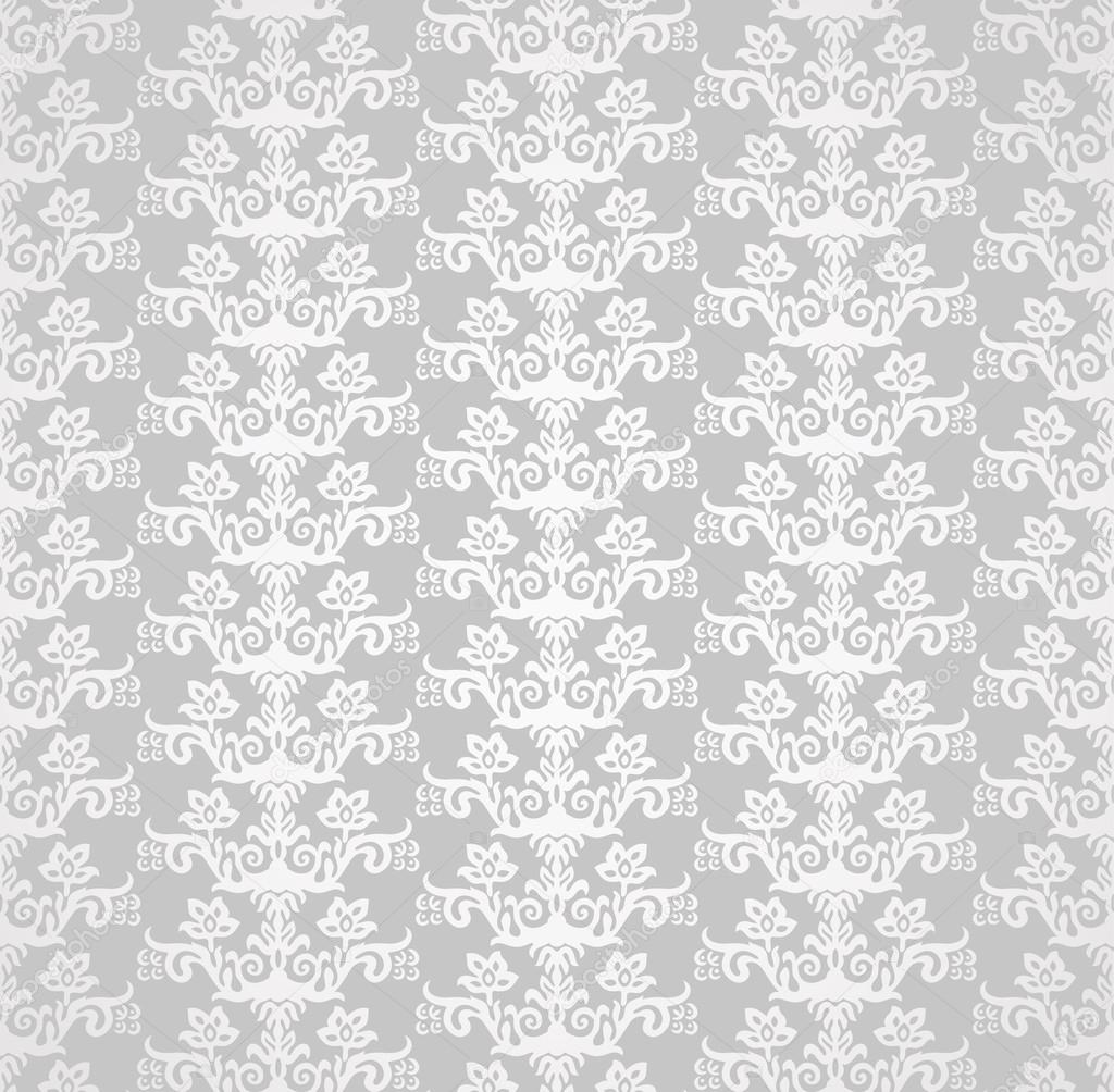 Silver seamless victorian style floral wallpaper Stock Vector by ©lina