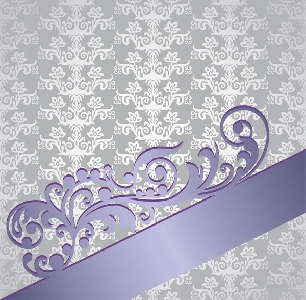 Copertina floreale in argento e viola stile vittoriano — Vettoriale Stock