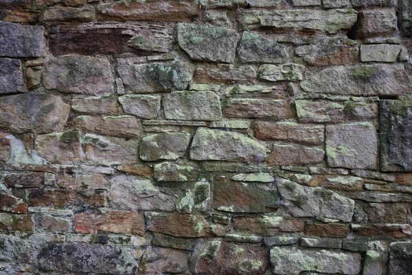 Grigio Marrone Vecchio Solido Muro Pietra Vicino Con Piccoli Ans — Foto Stock