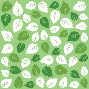 Yeşil arkaplanda pürüzsüz yeşil beyaz yapraklı duvar kağıdı deseni
