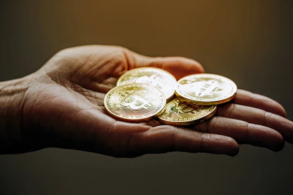 Bitcoins Het Concept Van Nieuw Virtueel Geld — Stockfoto