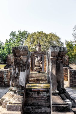 Tayland 'daki Wat Si Chum Tarihi Parkı Mahathat antik başkenti Sukhothai Tayland.