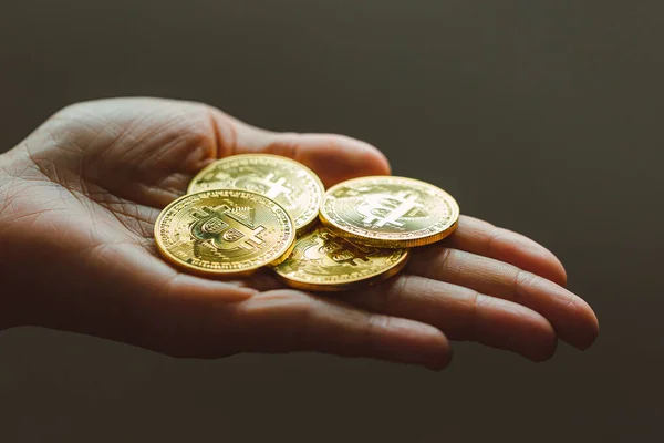 Bitcoins Und Neues Konzept Für Virtuelles Geld — Stockfoto