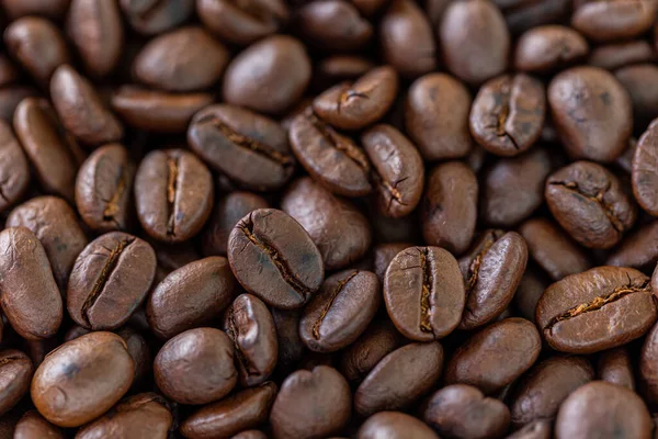 Zbliżenie Ziaren Kawy Tło Teksturę — Zdjęcie stockowe