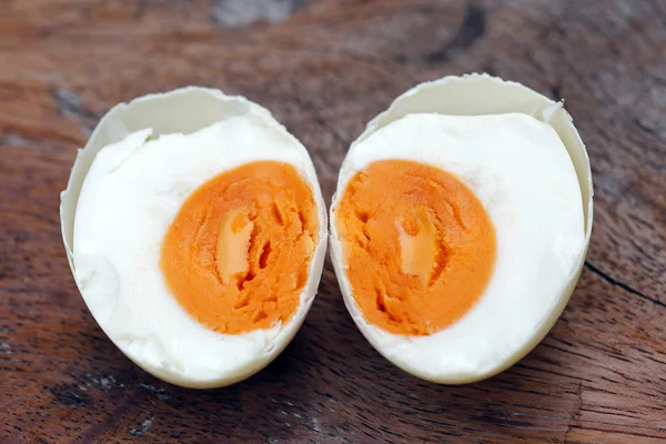 Salted egg on rice porridge — Stock Photo, Image