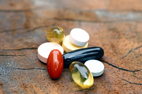 Macro di sfondo a base di pillole e capsule — Foto Stock