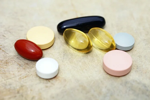 Macro di sfondo a base di pillole e capsule — Foto Stock