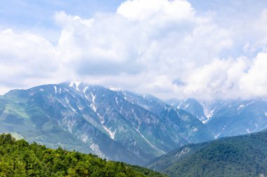 Yeşil çimenli dağların manzarası