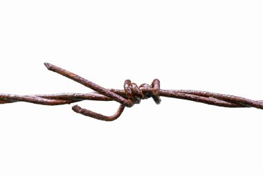 Beyaz arka planda eski paslı zincir