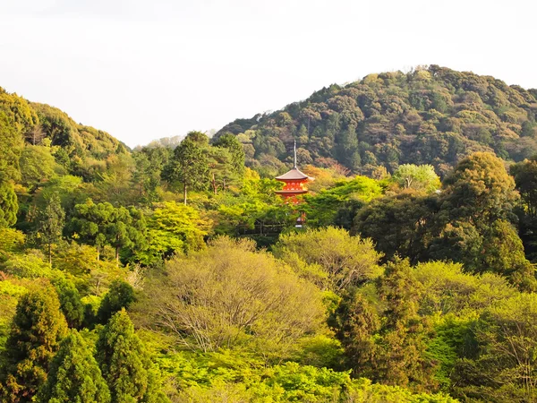 Chrámu Kiyomizu dřevěné scéně v Kjótu, Japonsko — Stock fotografie