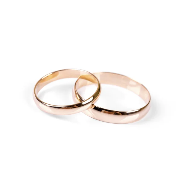 Classic golden wedding rings isolated on white — Stock Photo, Image