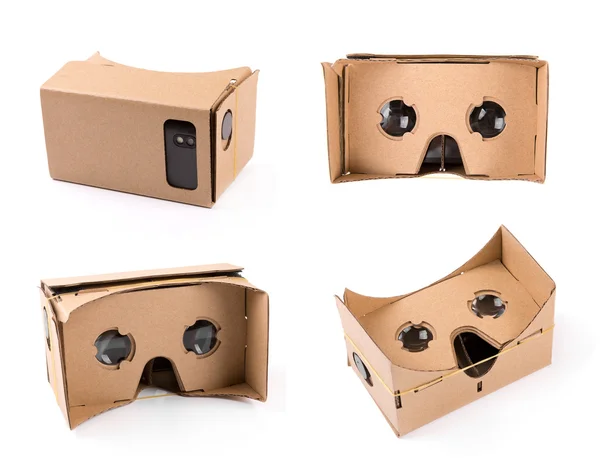 Occhiali di realtà virtuale in cartone per smartphone isolati su wh — Foto Stock