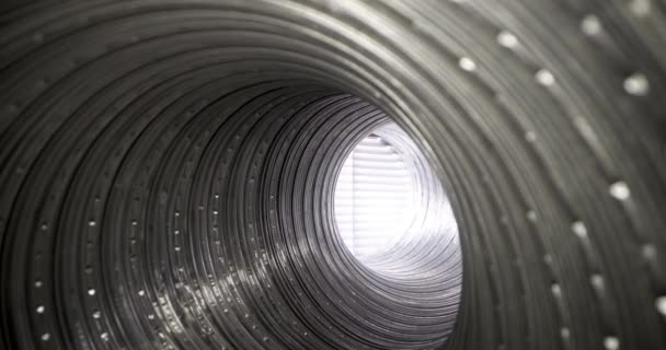 Conductos Aire Deslizamiento Dentro Tubo Aluminio Flexible Para Sistema Ventilación — Vídeos de Stock