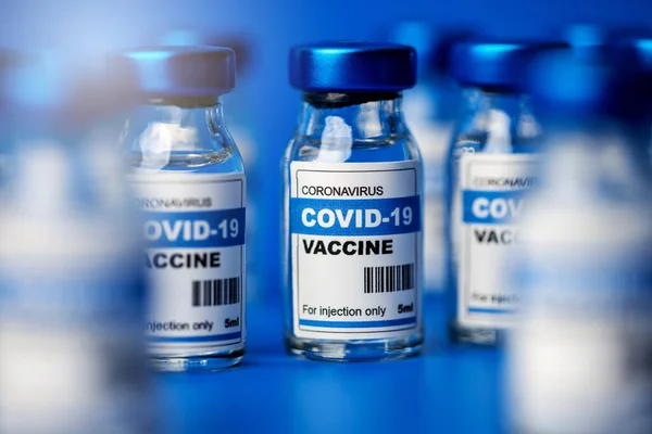 Covid Vaccin Flessen Coronavirus Vaccinatie Injectieflacons Met Injectie — Stockfoto