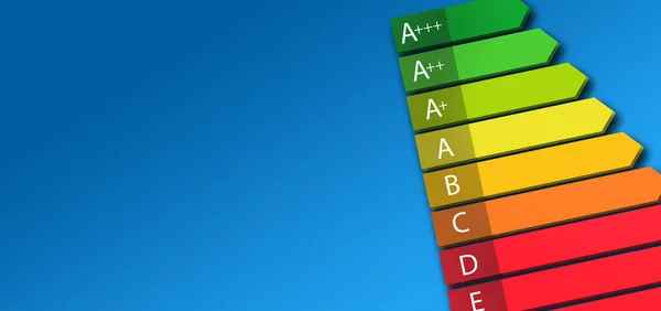 Energy Efficiency Rating Class Chart Blue Background Banner — Stock Photo, Image