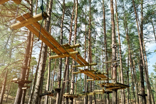 Rope Obstacle Track High Trees Adventure Park — Stock Photo, Image