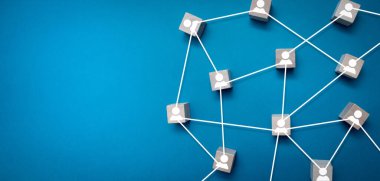 İnsanları birbirine bağlamak. Takım çalışması, sosyal ağ ve iletişim konsepti. Boşluğu kopyala