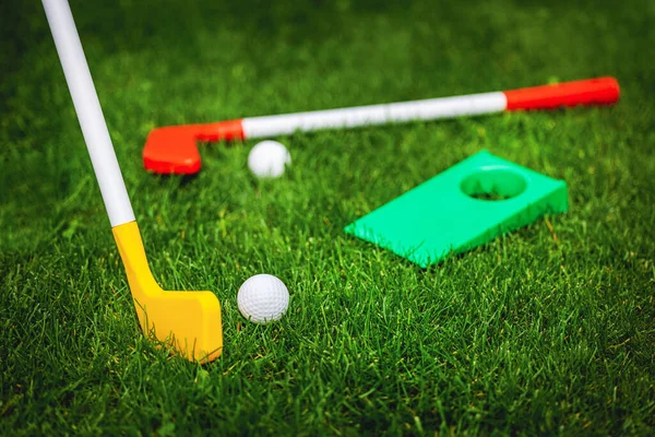 Juguete Juego Golf Ambientado Hierba Verde Juegos Jardín — Foto de Stock