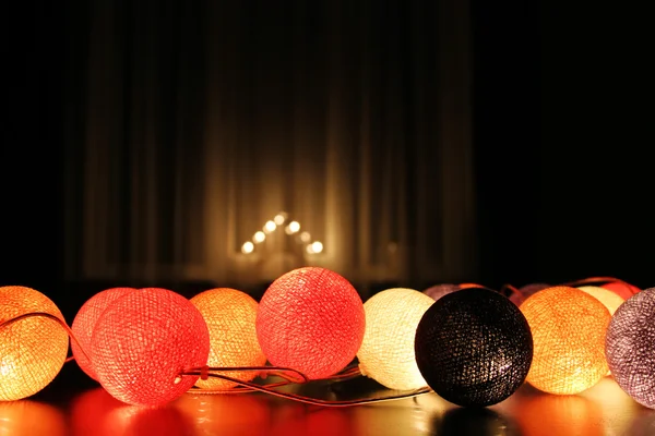 Room decorated with christmas lights — Stock Photo, Image