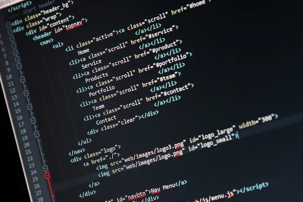 Website development - programming code on computer screen — Stock Photo, Image