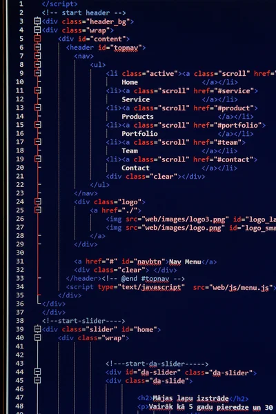 Website development - programming code on computer screen — Stock Photo, Image