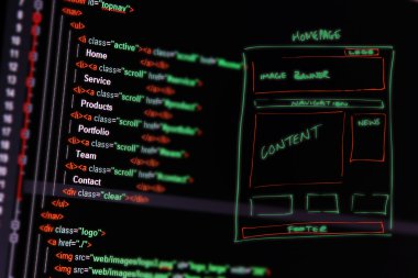Web sitesi geliştirme - programlama kodu ve bilgisayarda tel kafes
