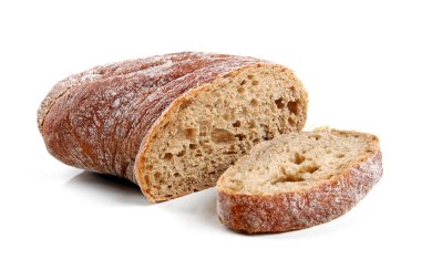 Ciabatta ekmeği beyaz arkaplanda izole edilmiş
