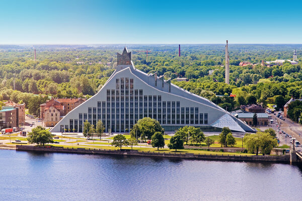 aerial view of Latvian national library