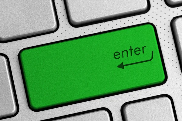 Concept internet sécurisé - vert entrer touche clavier — Photo