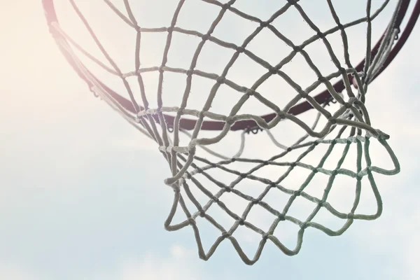 Closeup of outdoor basketball hoop net — Stock Photo, Image