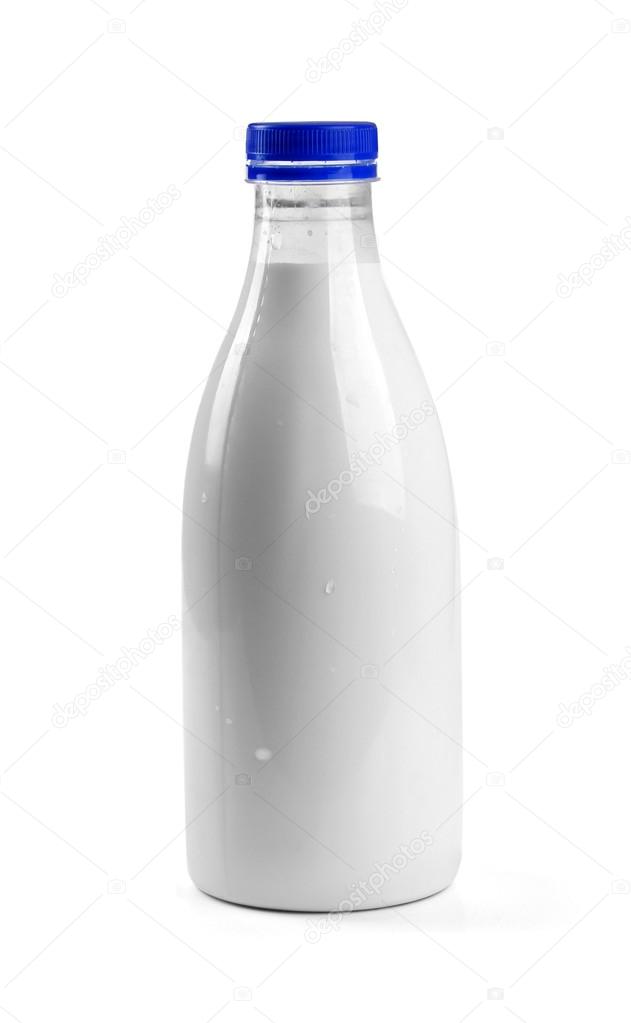 blank milk bottle isolated on white