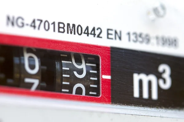 Macro shot of gas meter numbers — Stock Photo, Image