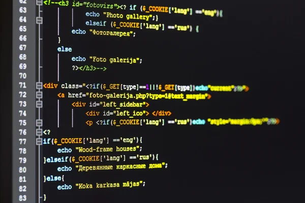 Website development - programming code on computer screen — Stock Photo, Image